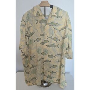 COLUMBIA Men's Short Sleeve XL‎ Fish Fishing Nautical Hawaiian Beach Casual -378